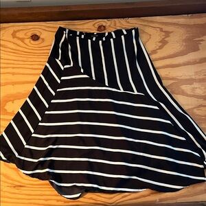 Asymmetrical Black and White Striped Women's Skirt